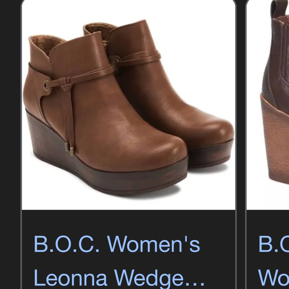 b.o.c. Women's Tan Leather Wedge Boots